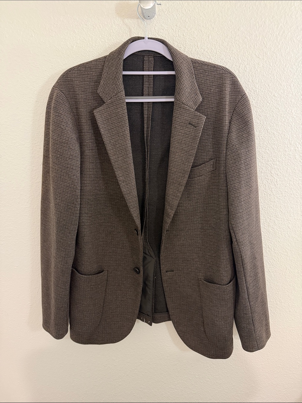 Uniqlo Brown Textured Men's Blazer - Classic Notch Lapel